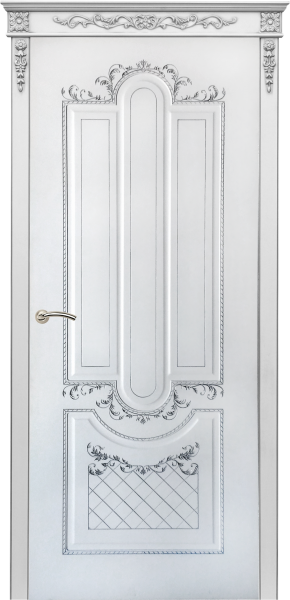 Межкомнатная дверь Орлеан ДГ Эмаль белая патина серебро