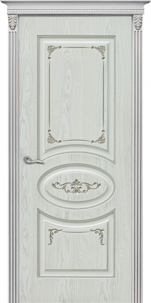 Межкомнатная дверь Верона ДГ Эмаль белая патина серебро
